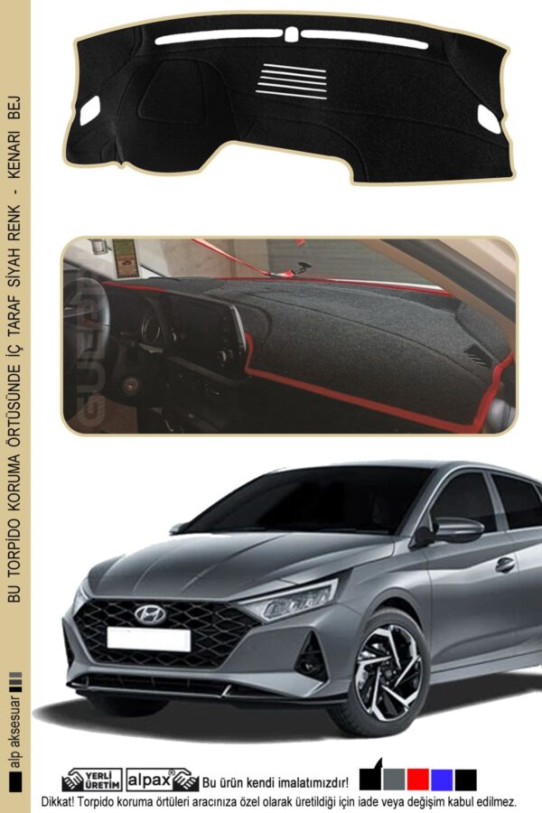 Hyundai i20 2020+ Araca Özel Üretim Torpido Koruma Şık Görünüm – Kenarı Bej
