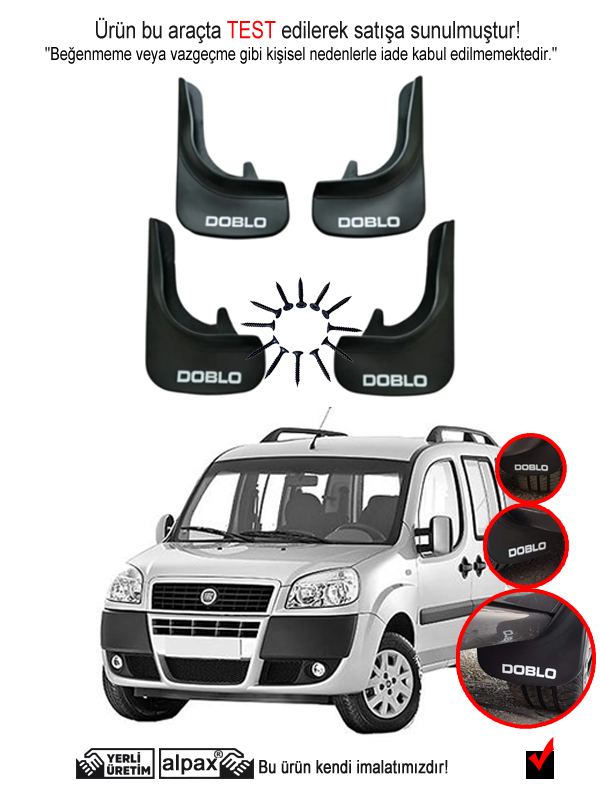 Fiat Doblo Yazılı 4’lü Paçalık Seti Montaj Vidası 12 Adet