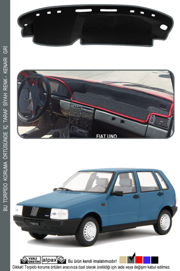 Fiat Uno Torpido Koruma Halısı 1983-1995 Modele Özel Üretim - Gri Kenar