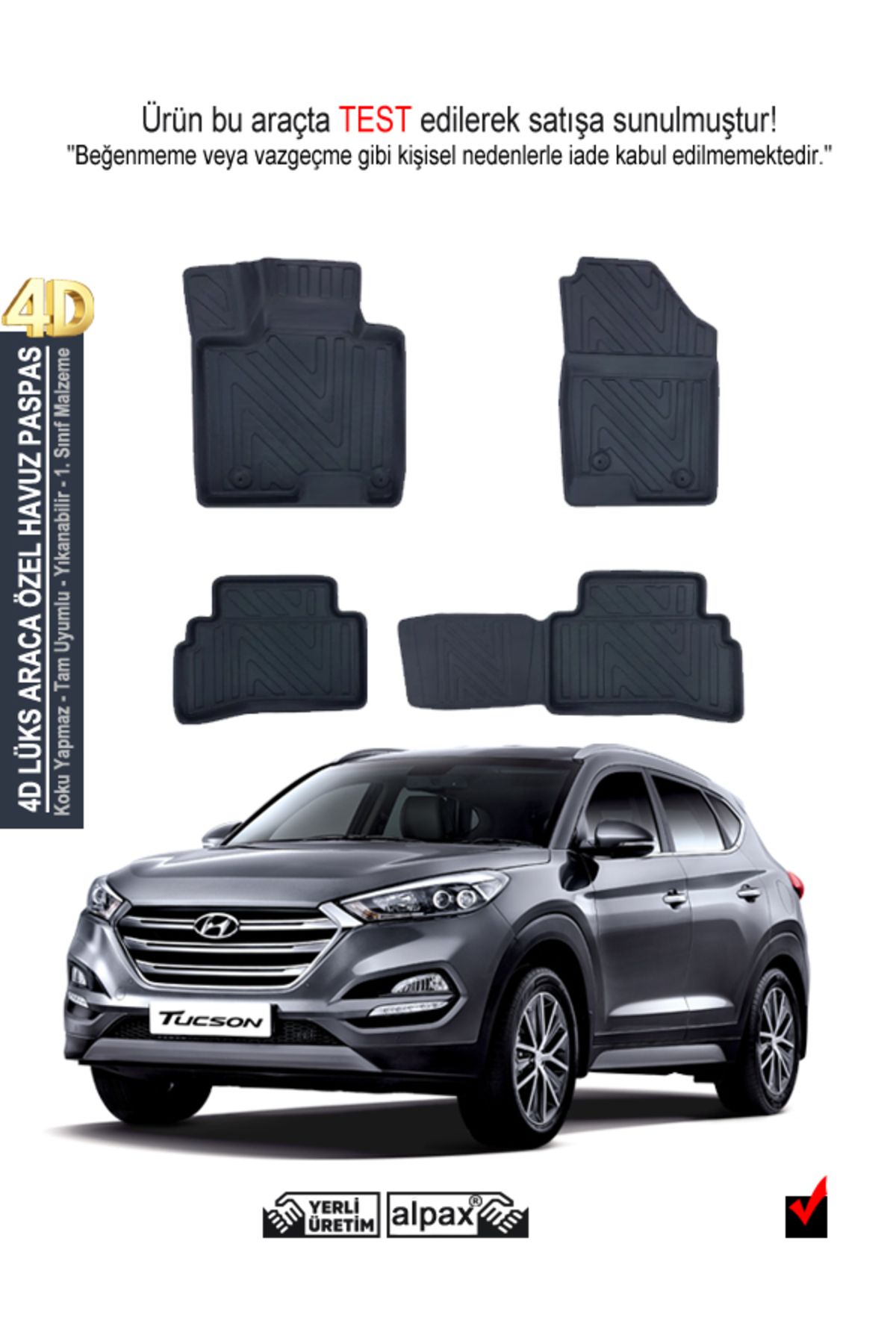 Hyundai Tucson 4D Havuzlu Paspas 2021 ve Sonrası Modele Özel Tam Uyum