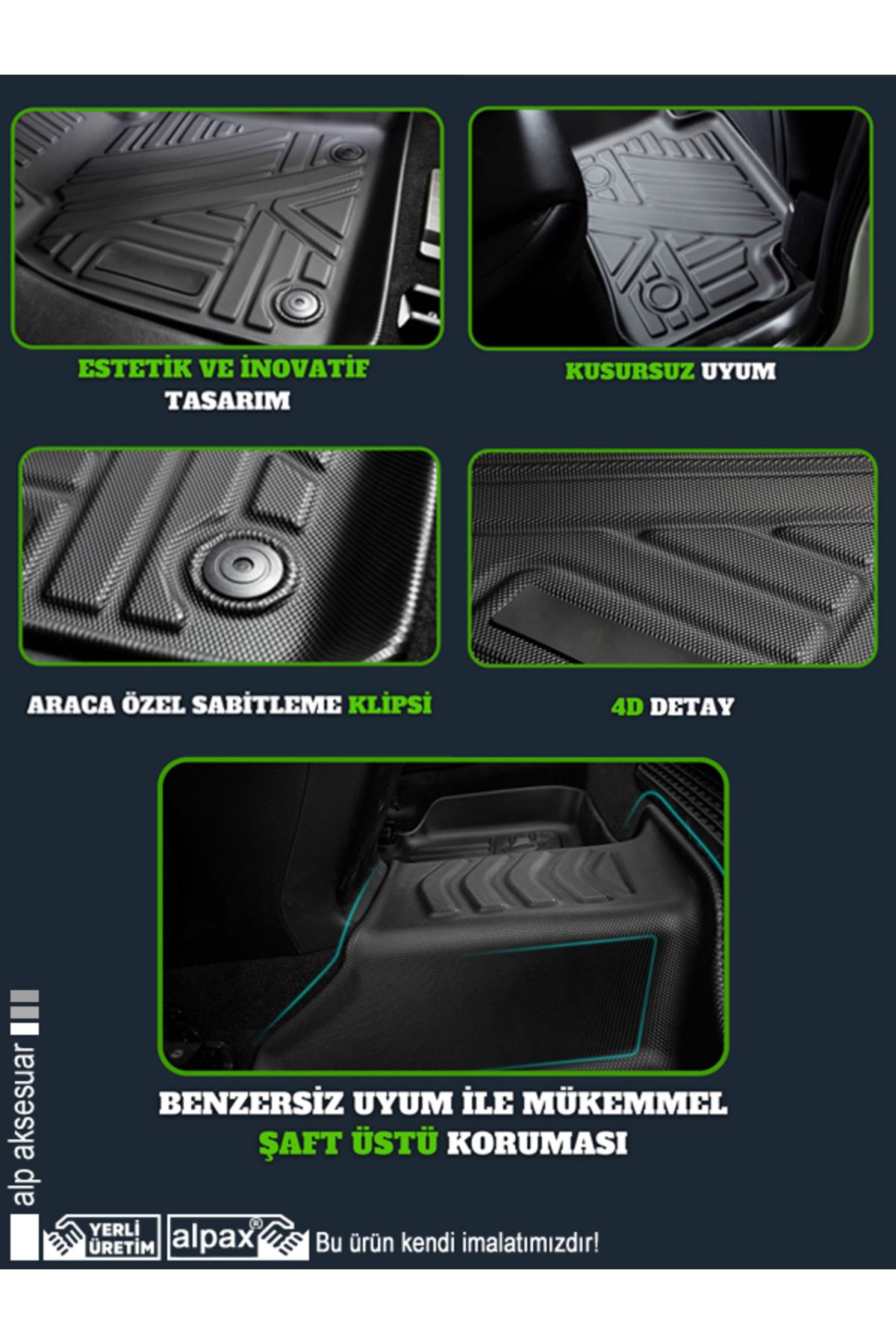 Chery Tiggo 8 Pro 7 Koltuklu Luxury 2020 ve Sonrası 4D Havuzlu Paspas Modele Özel Tam Uyum