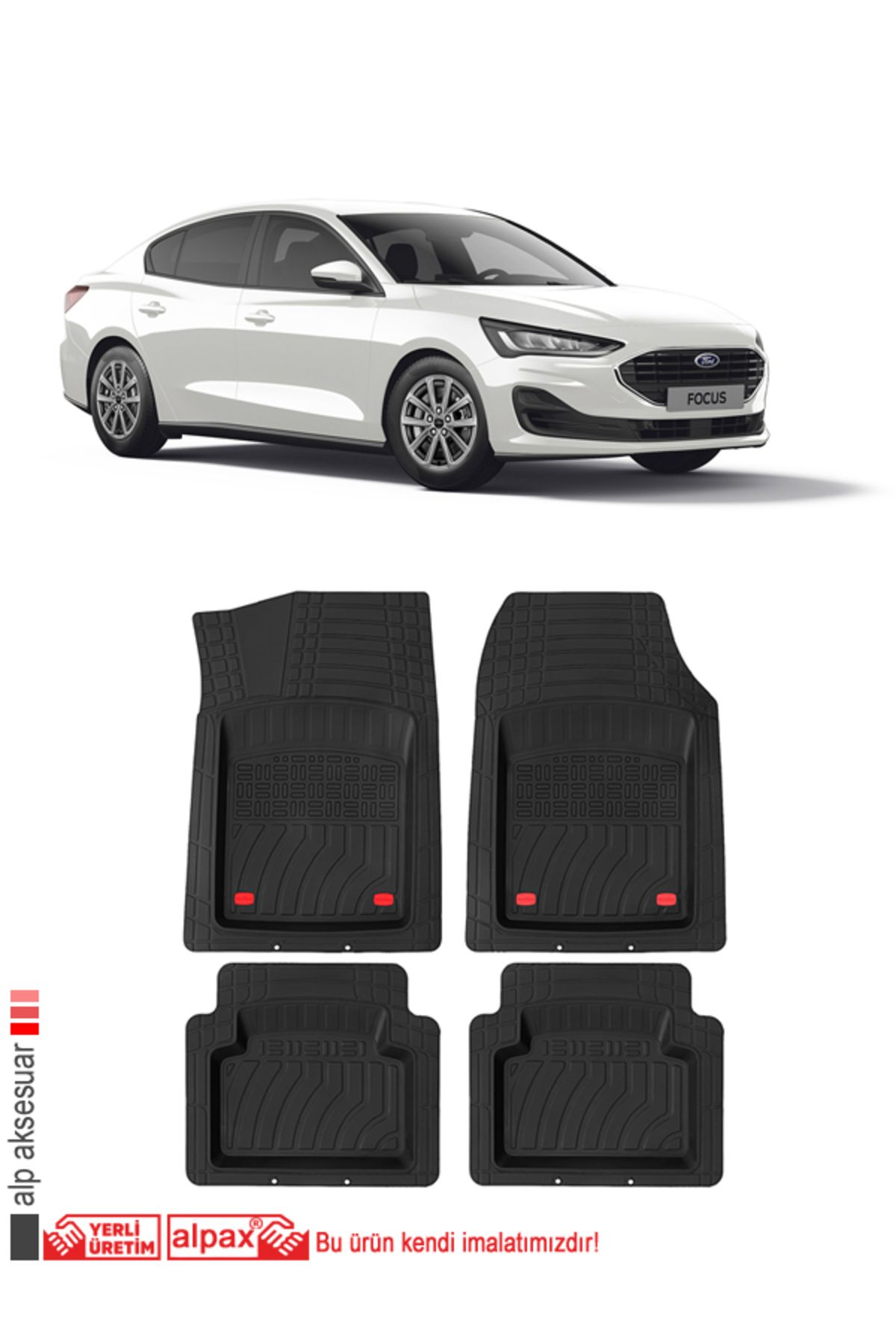 Ford Focus Paspas 2018-2025 Modellere Uyumlu Kesilebilir Özelliği Olan 4d Havuzlu Üniversal Paspas