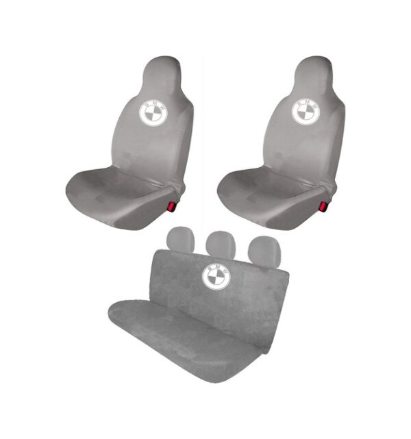 BMW 4 Serisi Penye Oto Koltuk Kılıfı - Marka Logo Baskılı - Gri