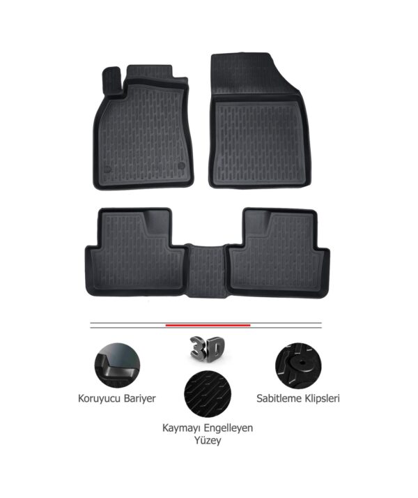 Renault Megane 4 Araca Özel 2016 ve Üstü Modeller İçin 3D Havuzlu Paspas