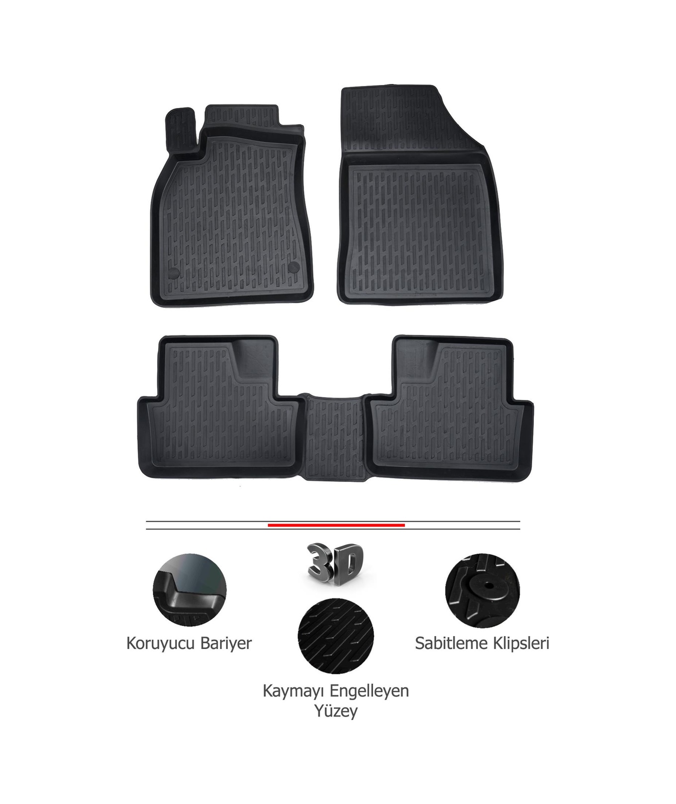 Renault Megane 4 Araca Özel 2016 ve Üstü Modeller İçin 3D Havuzlu Paspas