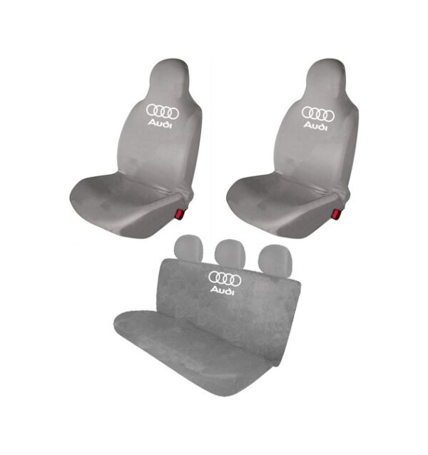Audi A1 Penye Oto Koltuk Kılıfı - Marka Logo Baskılı - Gri