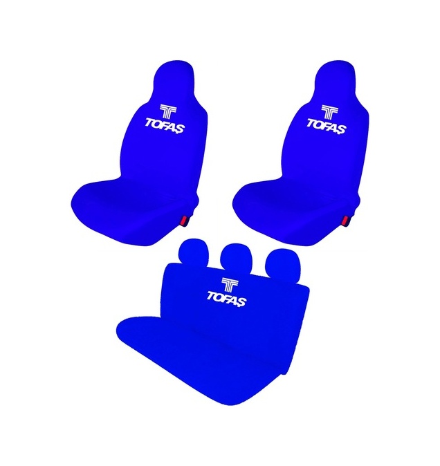 Tofaş Uyumlu Tipo Penye Oto Koltuk Kılıfı - Marka Logo Baskılı - Mavi