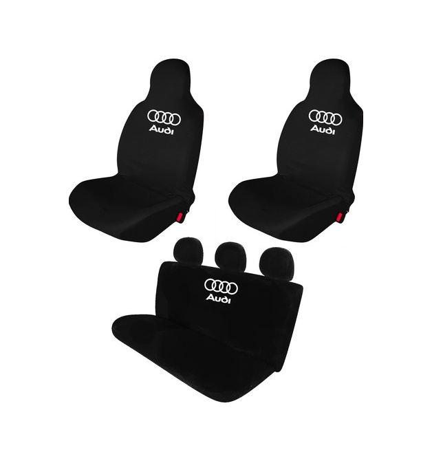 Audi A5 Penye Oto Koltuk Kılıfı - Marka Logo Baskılı - Siyah