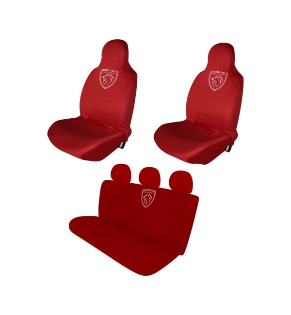 Peugeot 208 Penye Oto Koltuk Kılıfı - Marka Yeni Logo Baskılı - Kırmızı